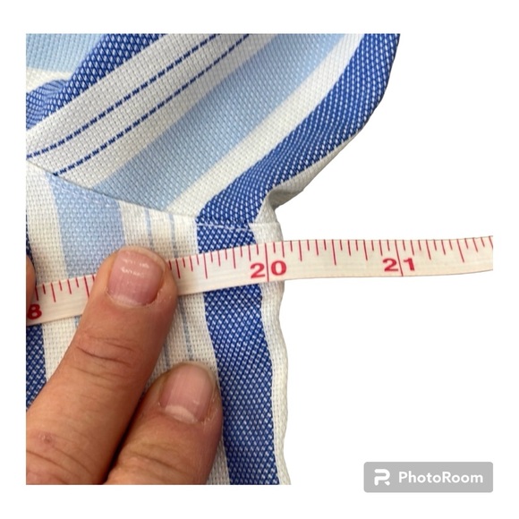 FOXCROFT Blue & White Striped Shirt, Button Down Top, Wrinkle Free, 8 Petite - Picture 13 of 15